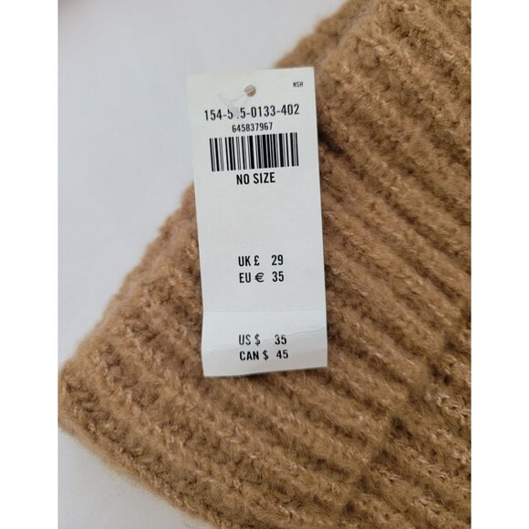NWT Abercrombie & Fitch Tan Ribbed Knit Beanie Hat Acrylic Blend Unisex - Picture 2 of 4